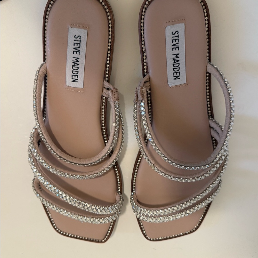 Steve Madden Cream Rhinestone Sandals